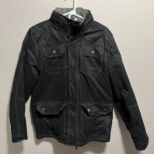 Men's Gerry Faux Fur Fleece Lined Hooded Coat Jacket w/ Pockets - Size M (BLACK)